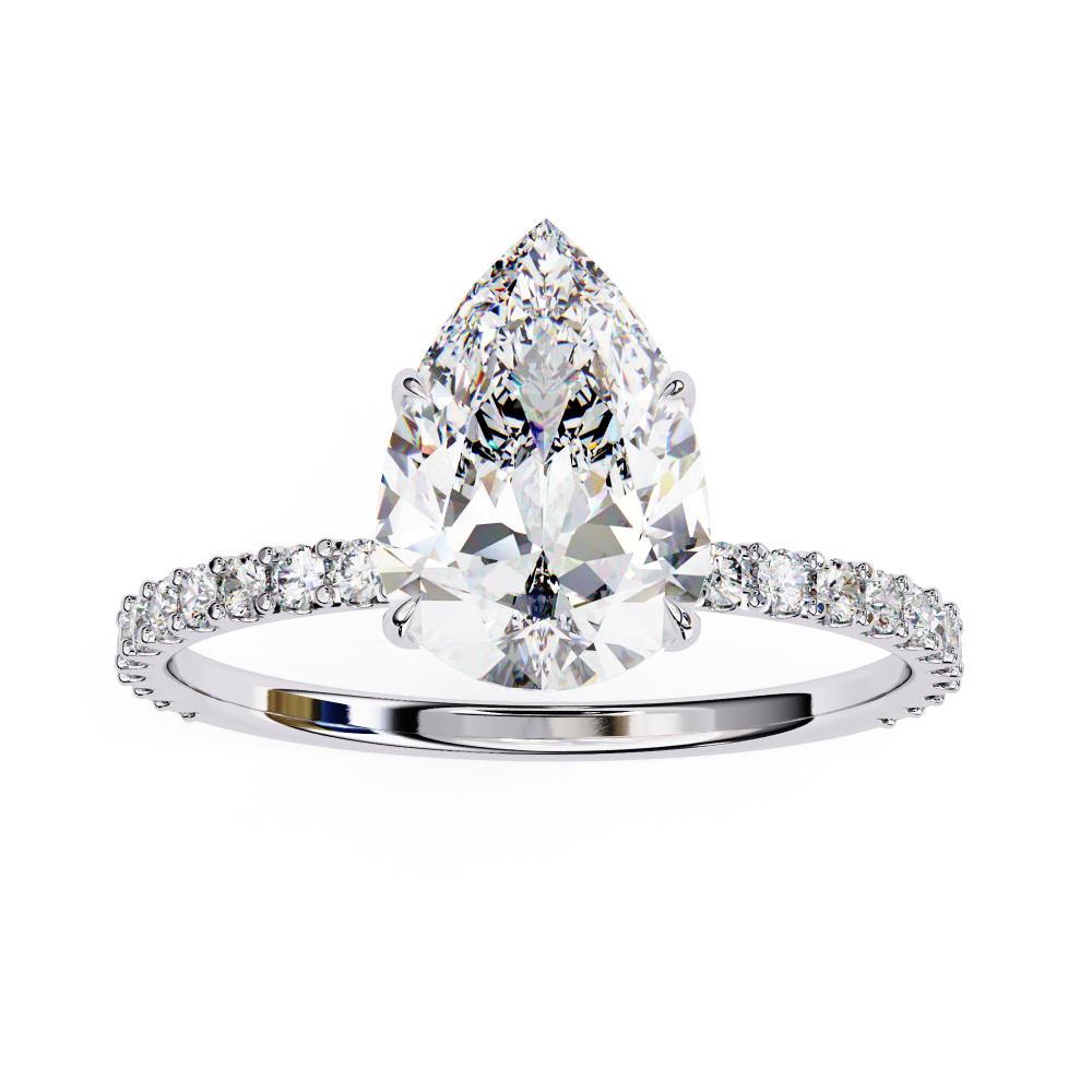 The Erica Pear Mystic Secret Halo Engagement ring