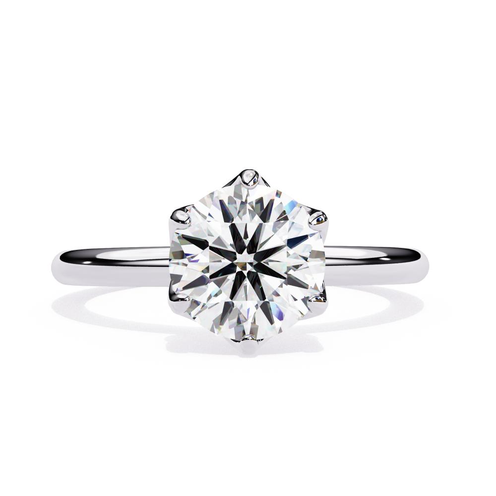 The Silvia Round Solitaire Lotus Prong Engagement Ring