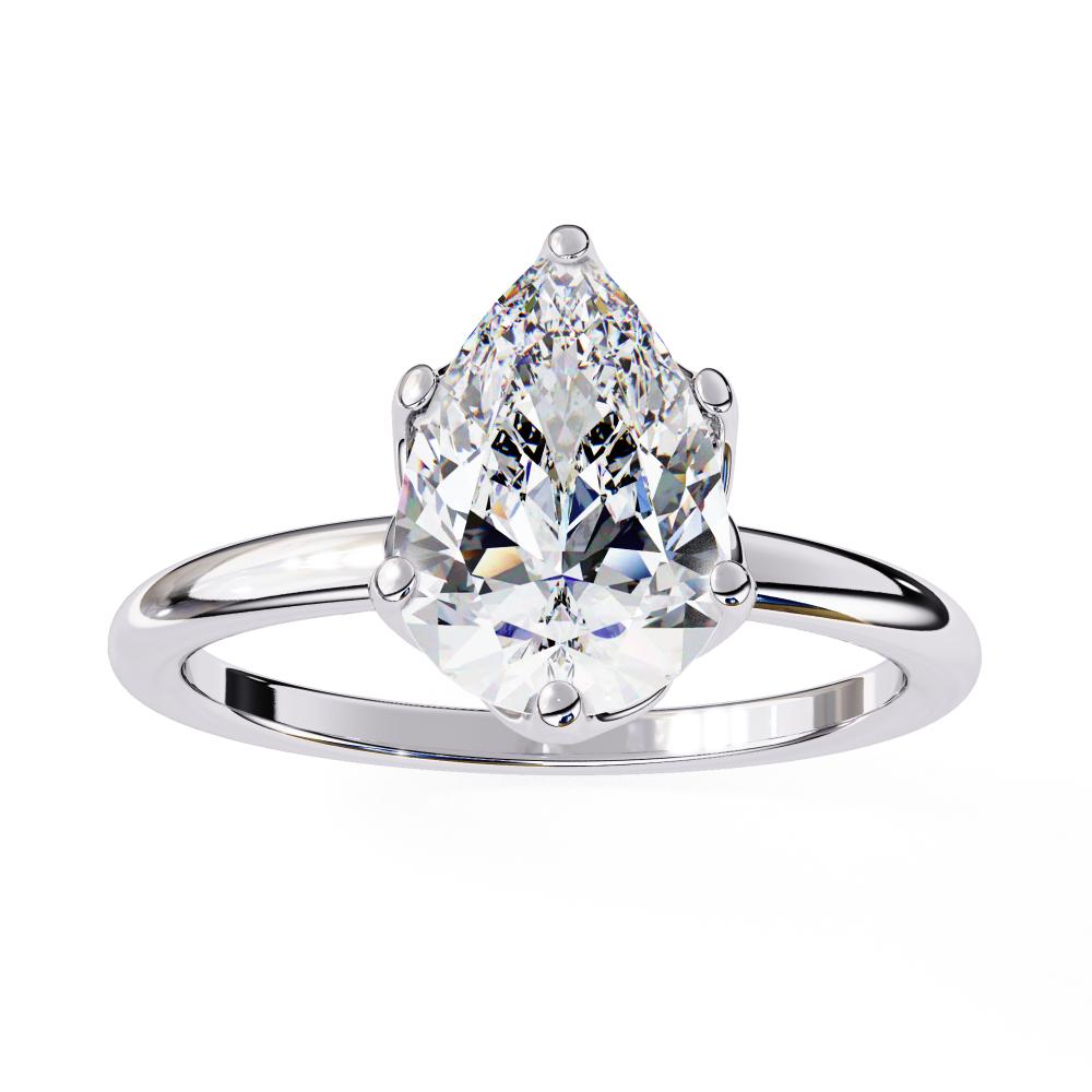 The Silvia Pear Solitaire Lotus Prong Engagement Ring