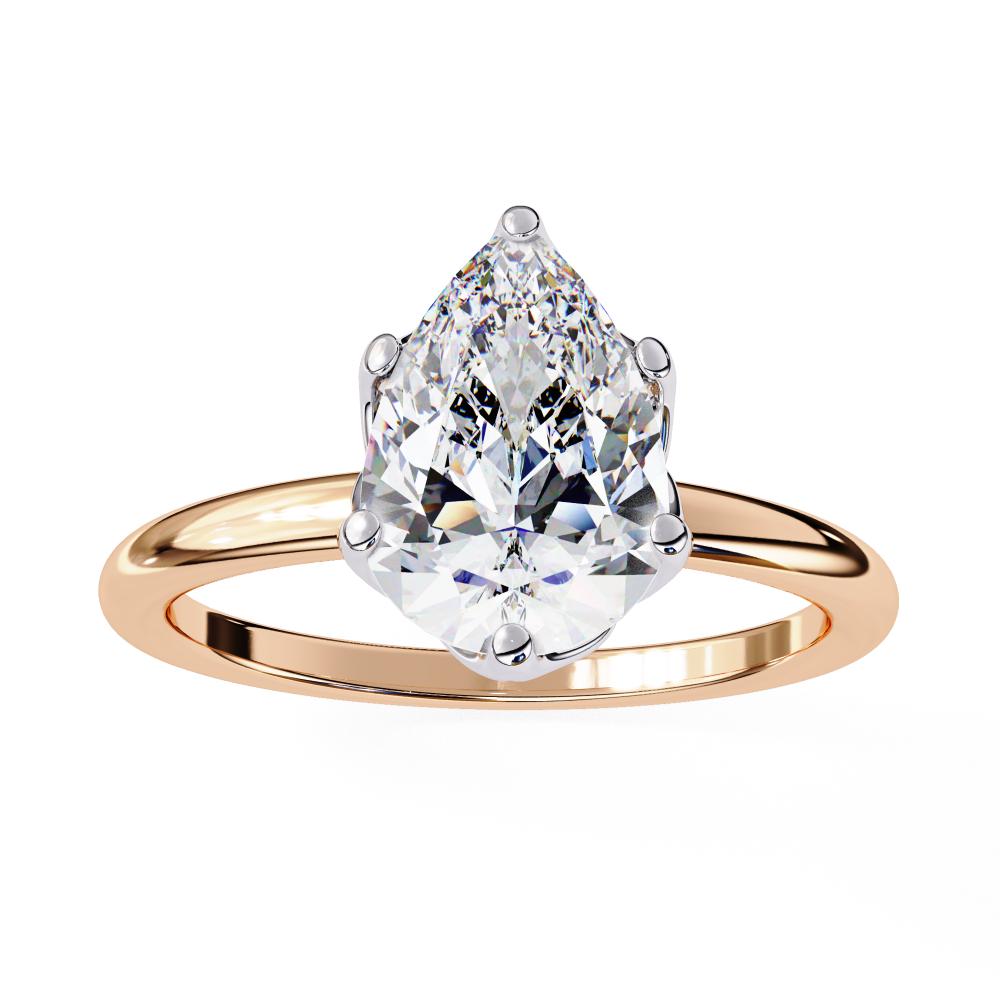 The Silvia Pear Solitaire Lotus Prong Engagement Ring