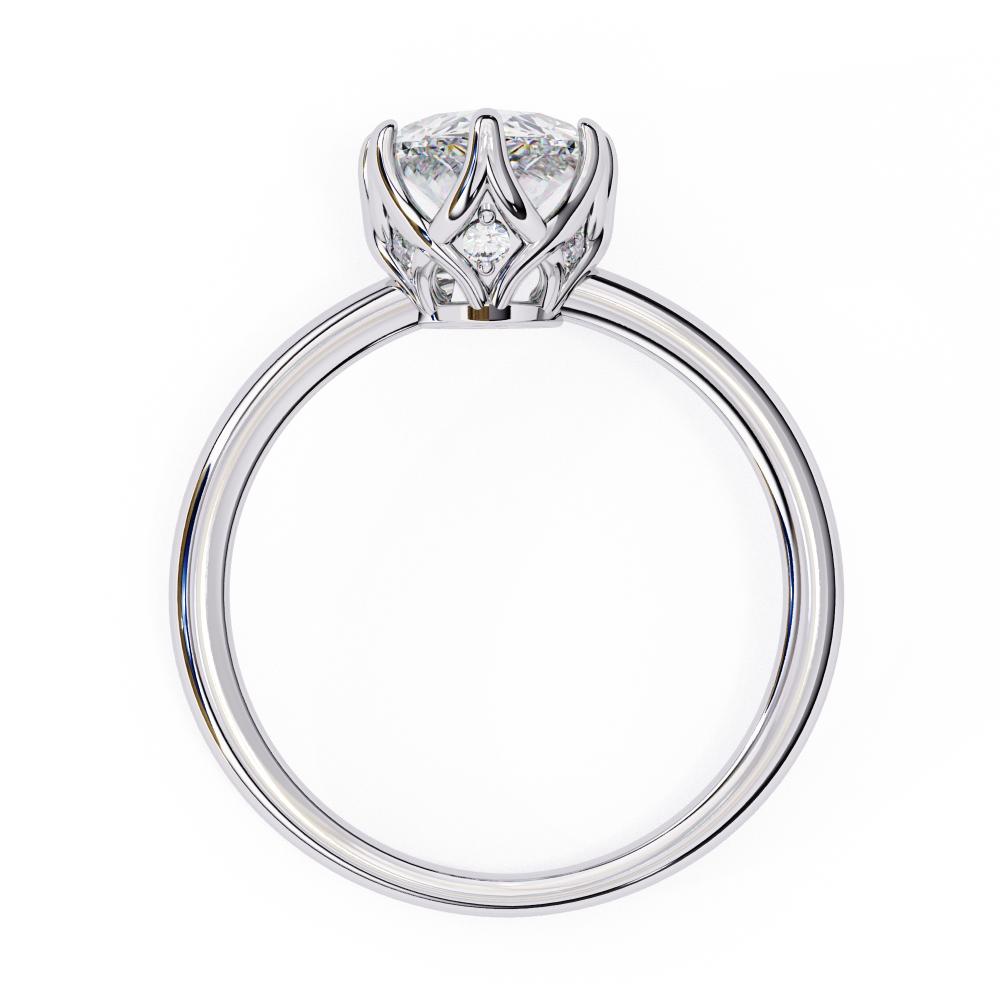 The Silvia Pear Solitaire Lotus Prong Engagement Ring