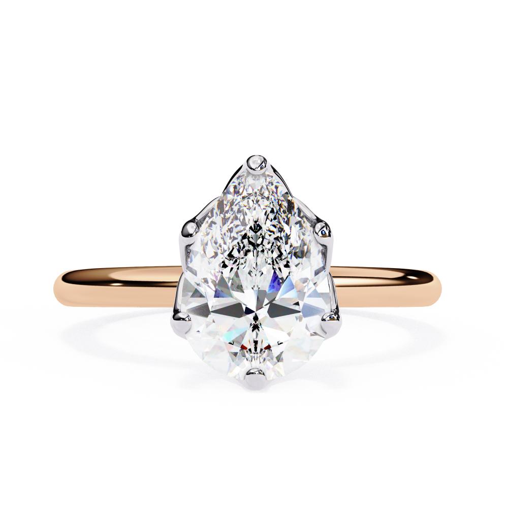 The Silvia Pear Solitaire Lotus Prong Engagement Ring