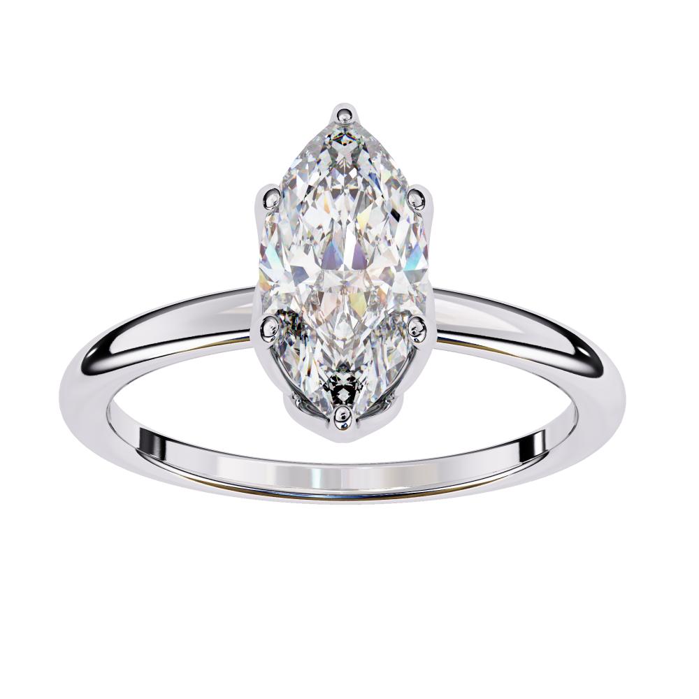 The Silvia Marquise Solitaire Lotus Prong Engagement Ring