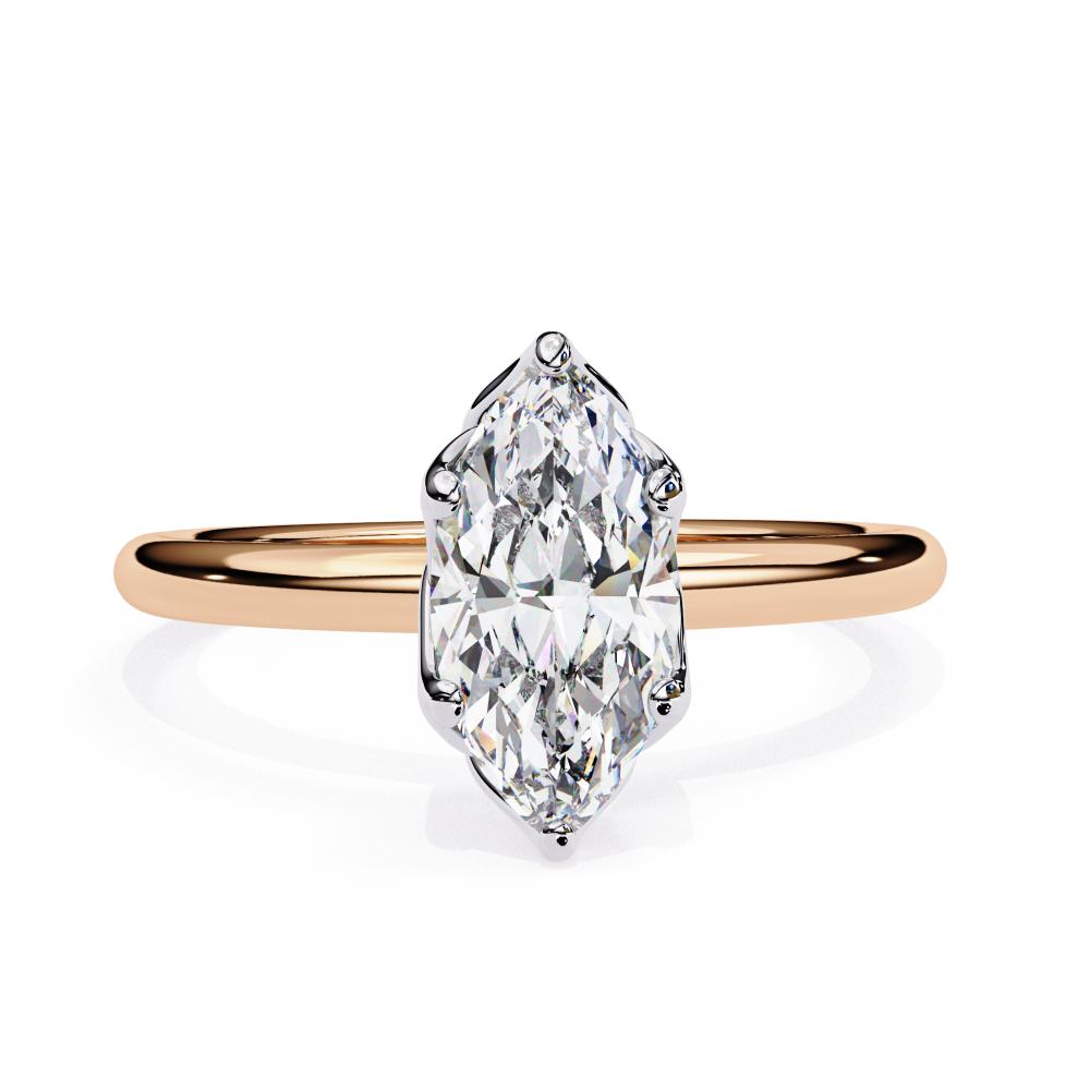 The Silvia Marquise Solitaire Lotus Prong Engagement Ring