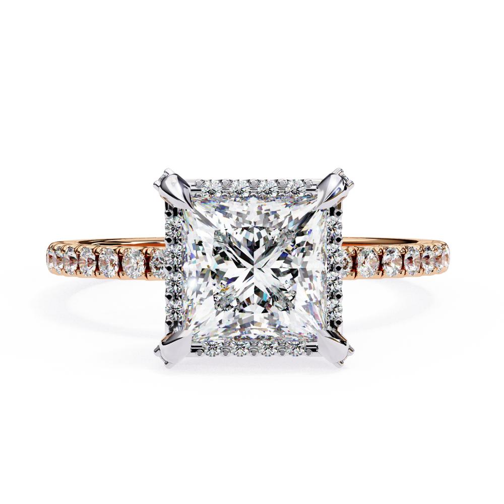 The Hailey Princess Modern Halo Engagement Ring