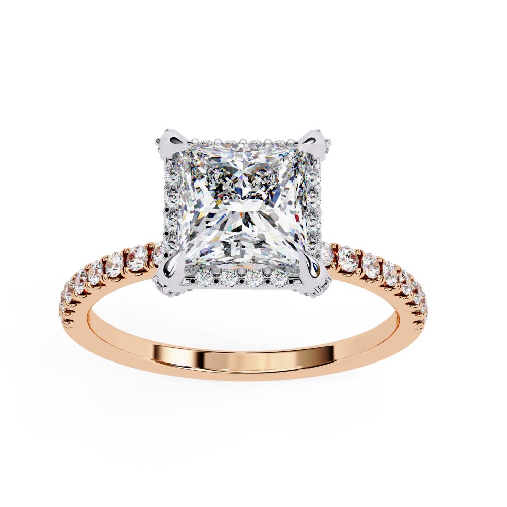 The Hailey Princess Modern Halo Engagement Ring