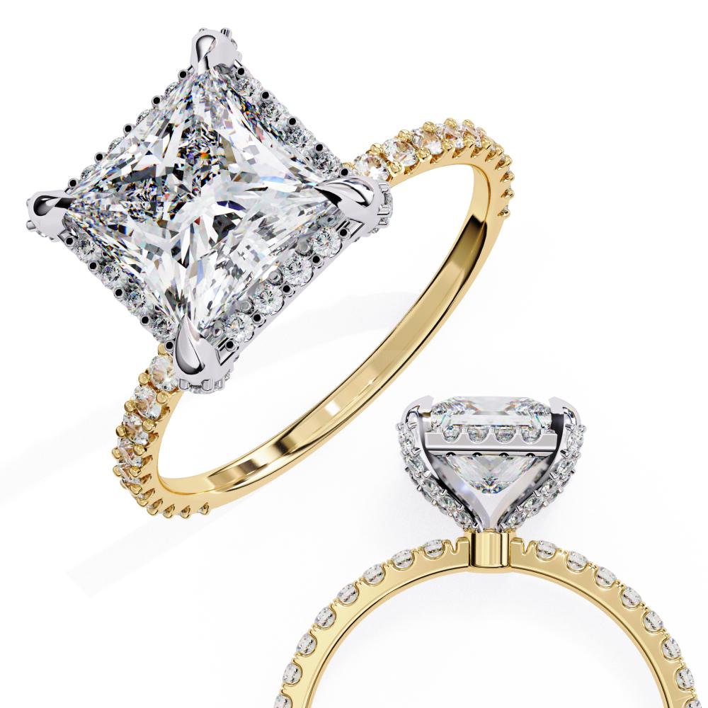 The Hailey Princess Modern Halo Engagement Ring