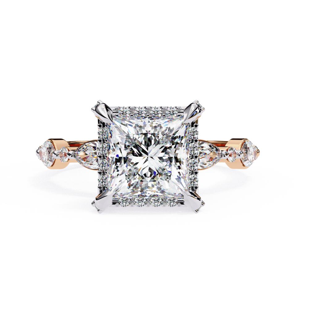 The Olivia Princess Halo with Accent Stone Engagement Ring