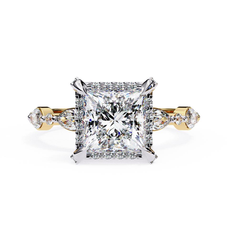 The Olivia Princess Halo with Accent Stone Engagement Ring