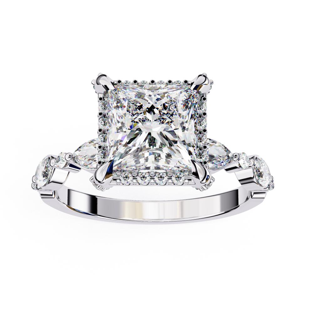 The Olivia Princess Halo with Accent Stone Engagement Ring