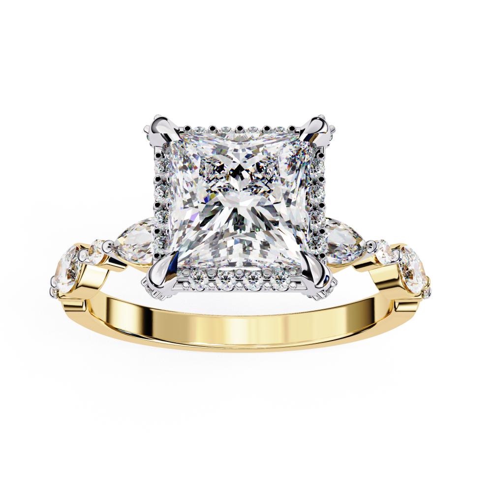 The Olivia Princess Halo with Accent Stone Engagement Ring