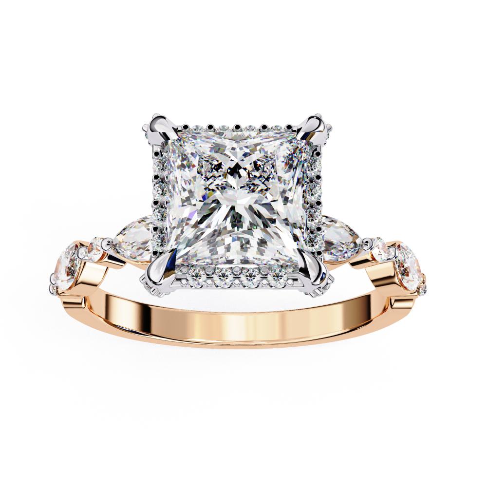 The Olivia Princess Halo with Accent Stone Engagement Ring