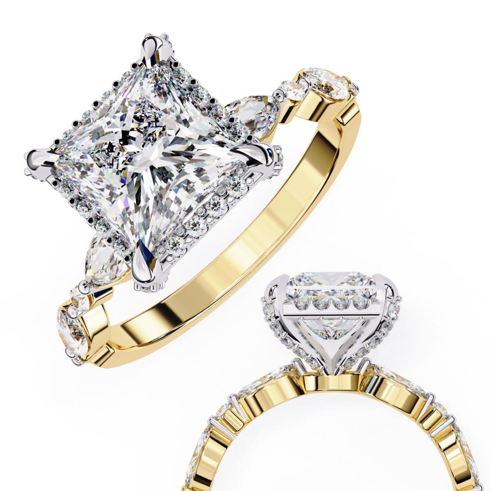 The Olivia Princess Halo with Accent Stone Engagement Ring