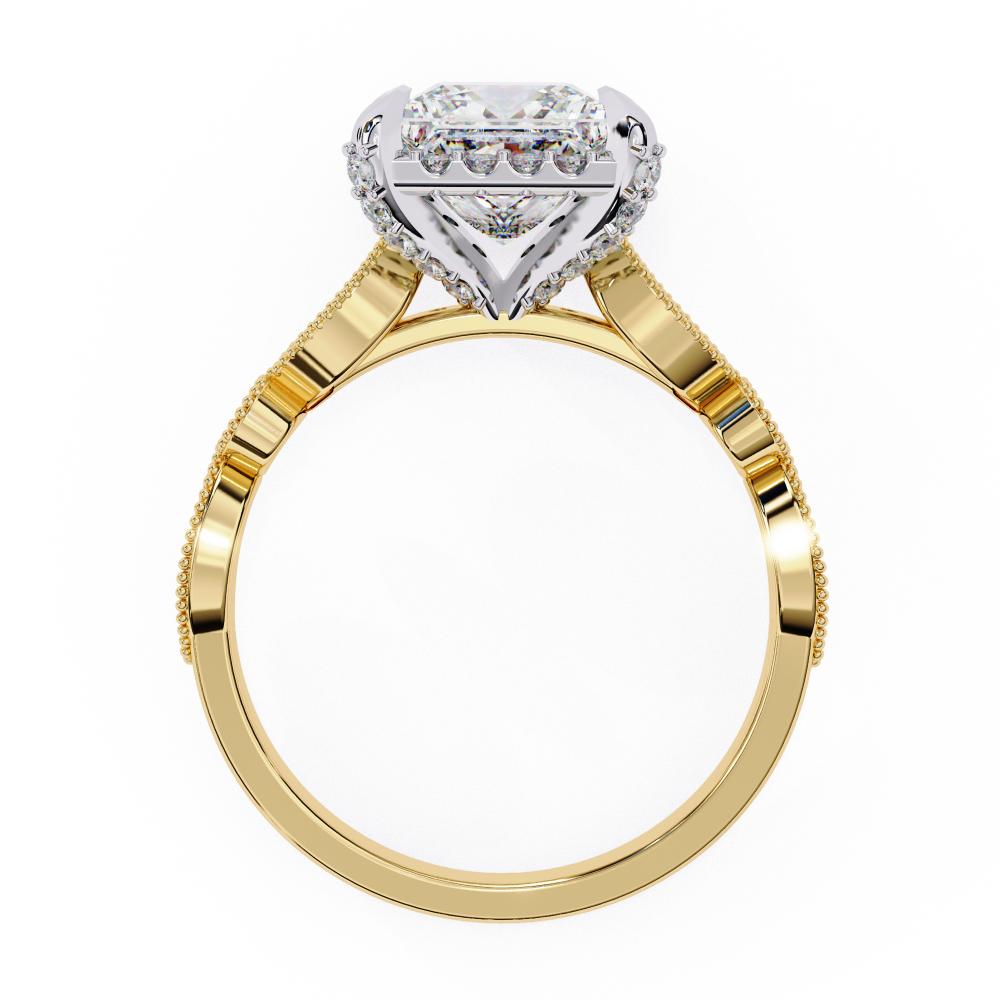 The Alicia Princess Modern Halo with Milgrain Engagement Ring