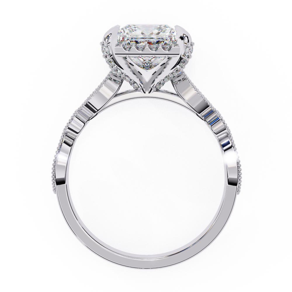 The Alicia Princess Modern Halo with Milgrain Engagement Ring