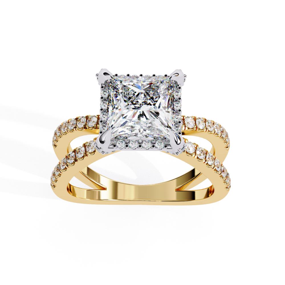 The Jessica Princess Modern Halo with Split Shank Engagement Ring