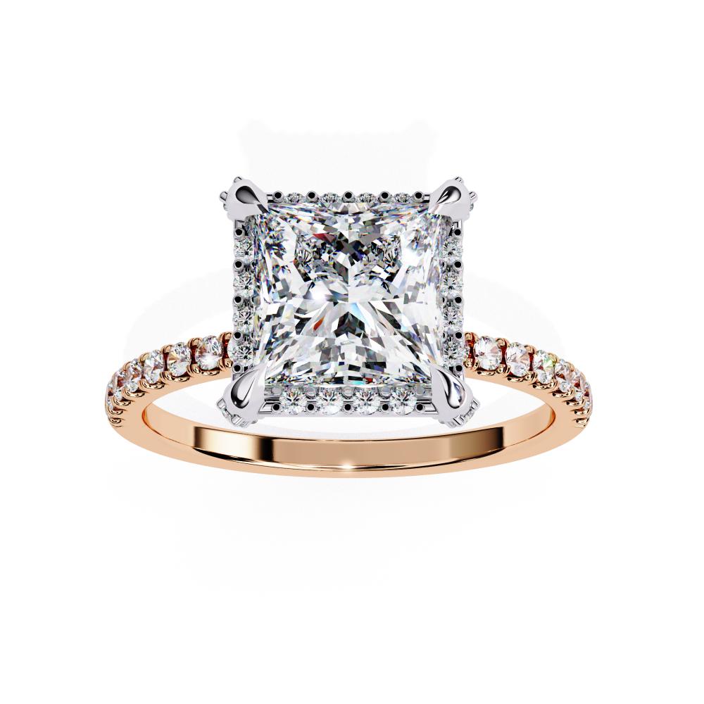 The Hailey Princess Modern Halo Engagement Ring