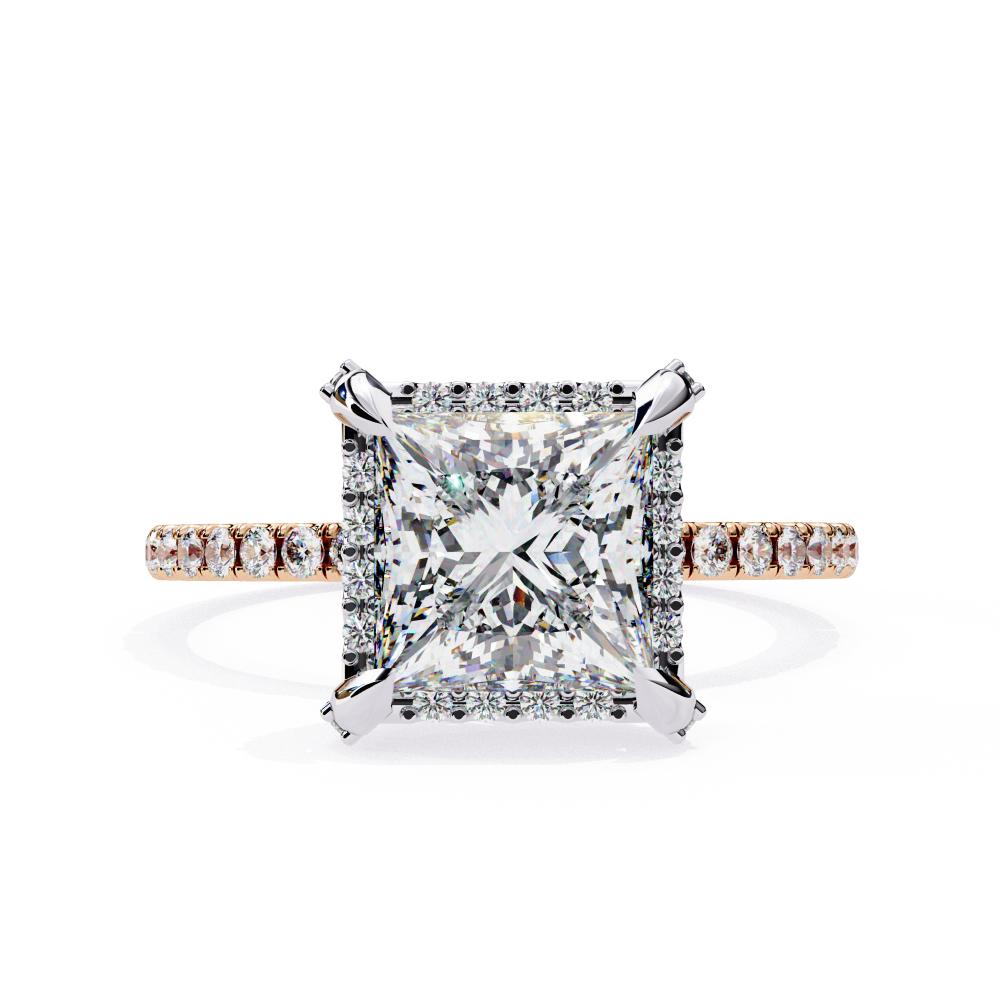 The Hailey Princess Modern Halo Engagement Ring