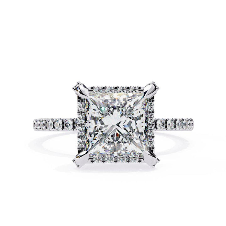 The Hailey Princess Modern Halo Engagement Ring