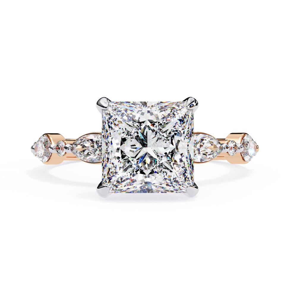The Dani Princess Hidden Halo with Accent Stone Engagement Ring