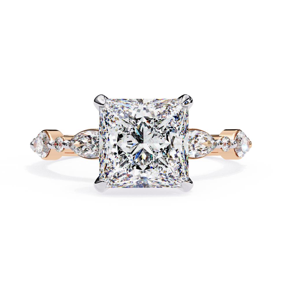 The Dani Princess Hidden Halo with Accent Stone Engagement Ring