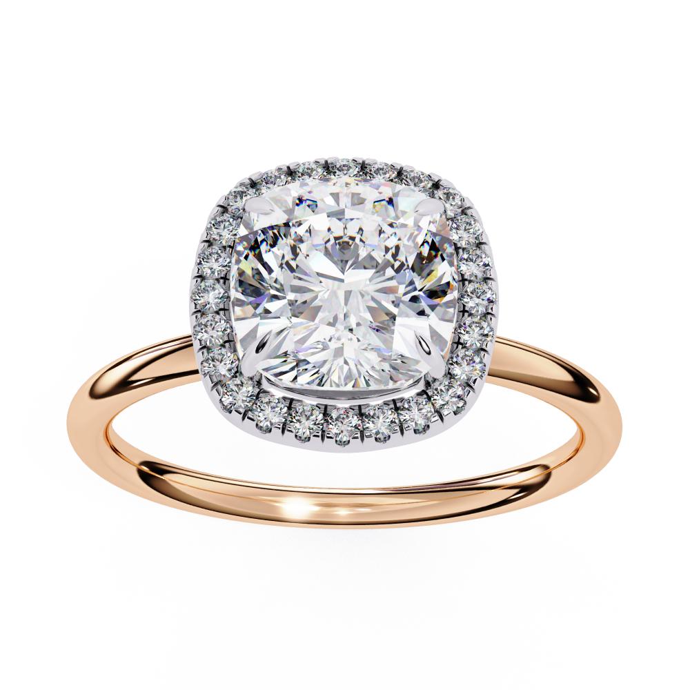 The Zachary Cushion Solitaire Halo Engagement ring