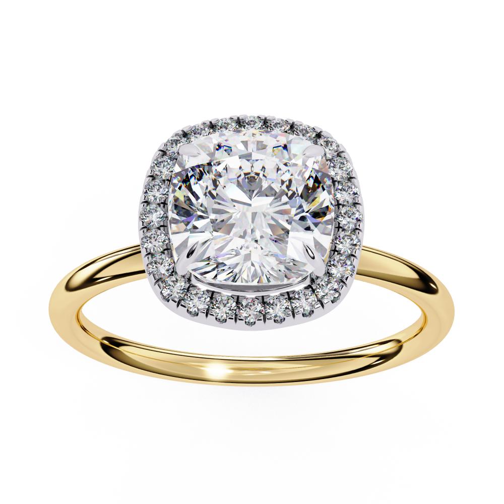 The Zachary Cushion Solitaire Halo Engagement ring