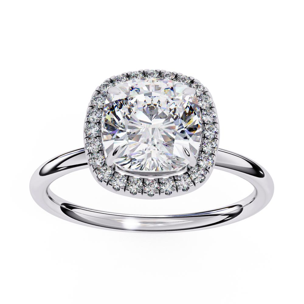 The Zachary Cushion Solitaire Halo Engagement ring