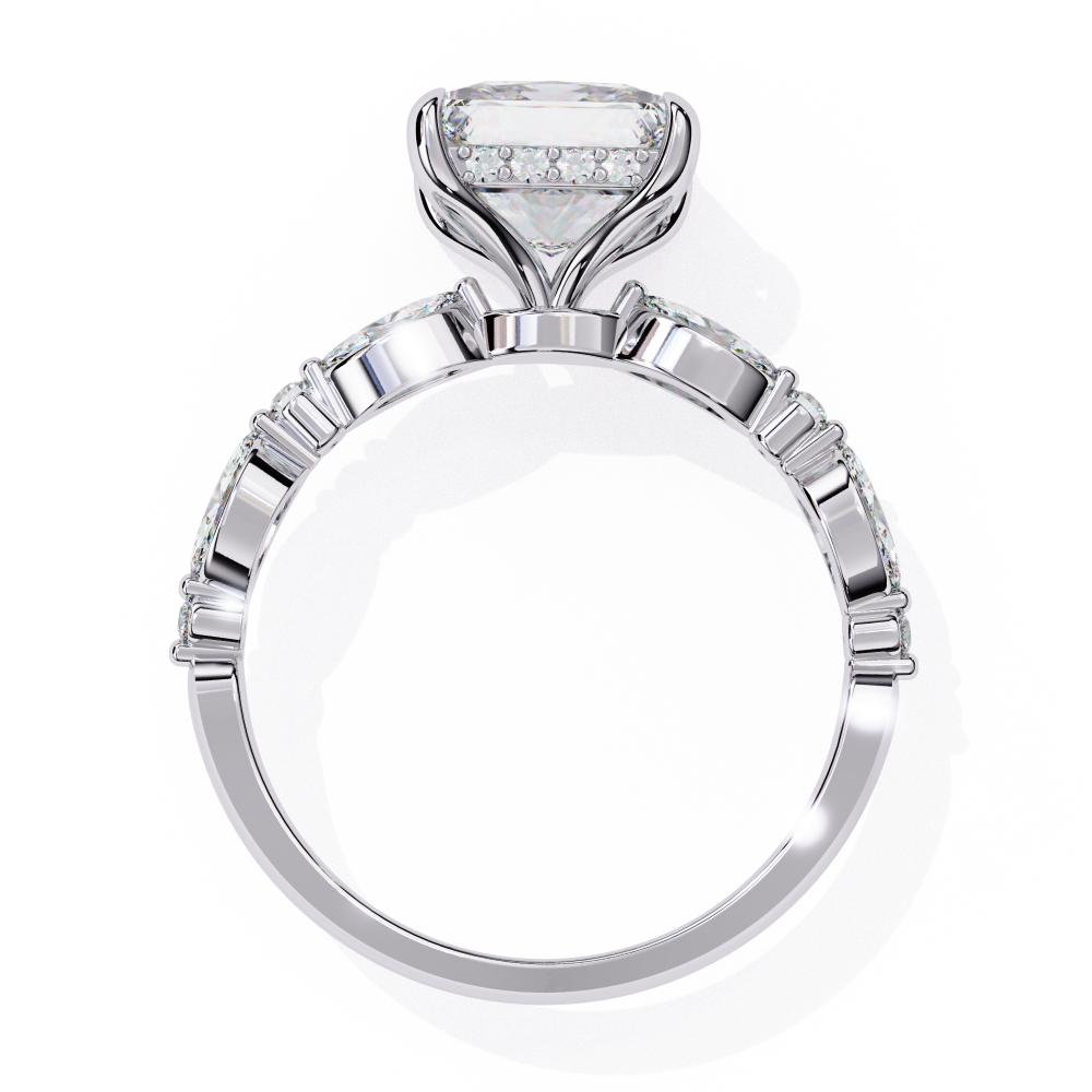 The Dani Princess Hidden Halo with Accent Stone Engagement Ring