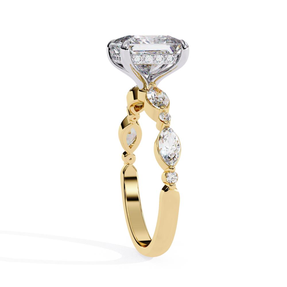 The Dani Princess Hidden Halo with Accent Stone Engagement Ring