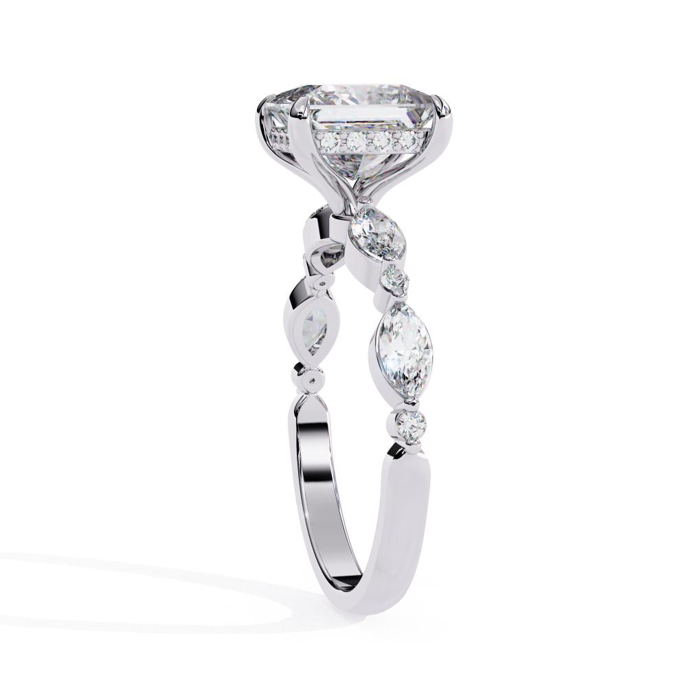 The Dani Princess Hidden Halo with Accent Stone Engagement Ring