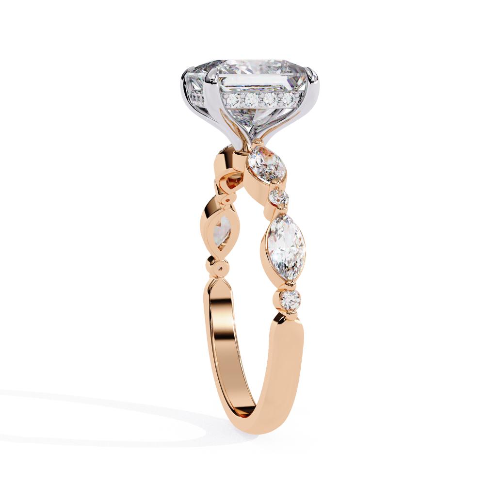 The Dani Princess Hidden Halo with Accent Stone Engagement Ring