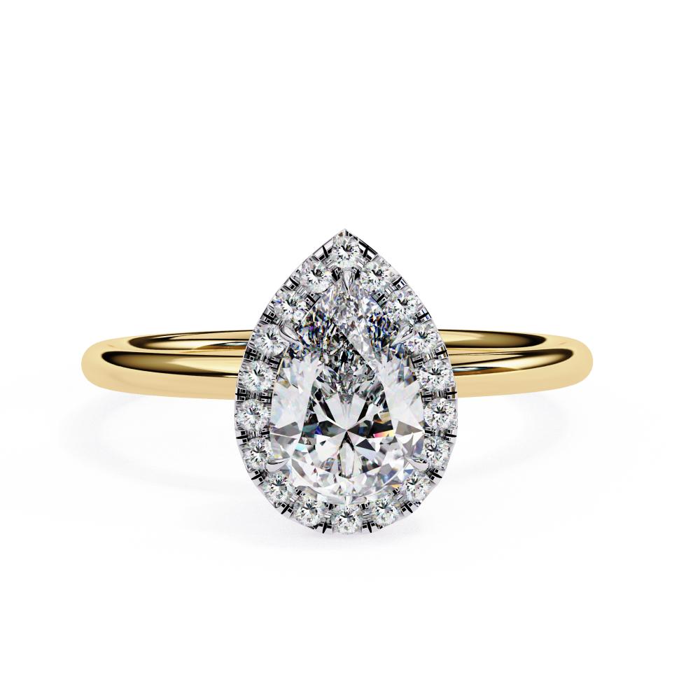 The Zachary Pear Solitaire Halo Engagement ring