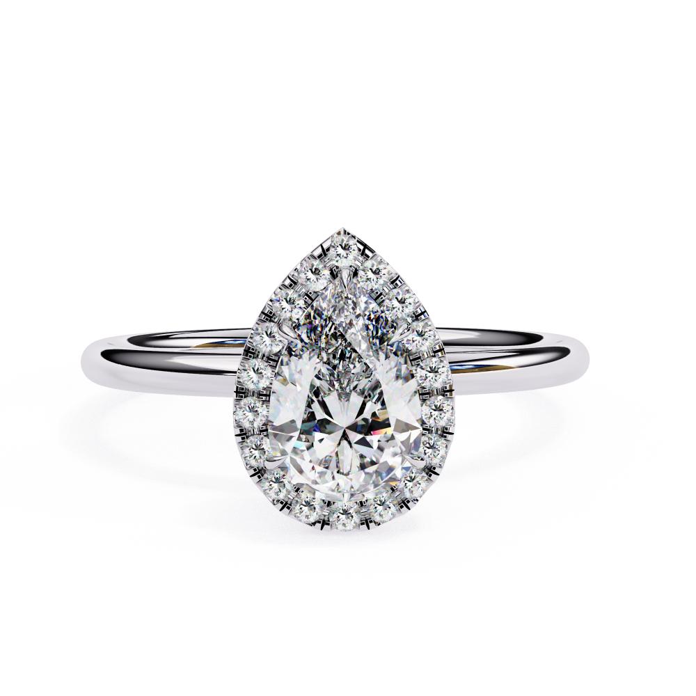 The Zachary Pear Solitaire Halo Engagement ring