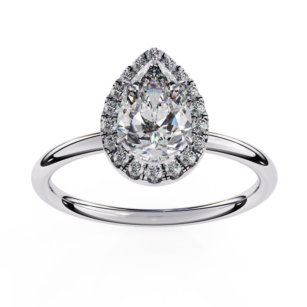 The Zachary Pear Solitaire Halo Engagement ring