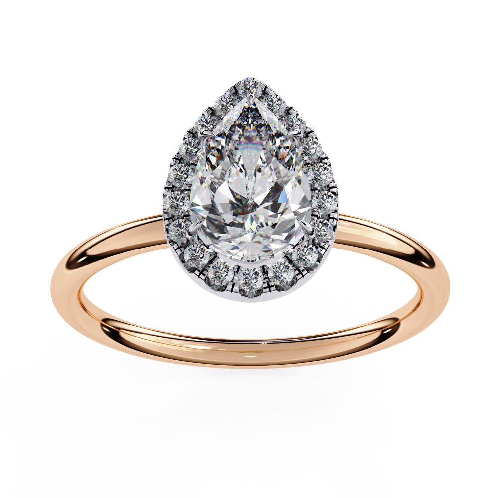 The Zachary Pear Solitaire Halo Engagement ring