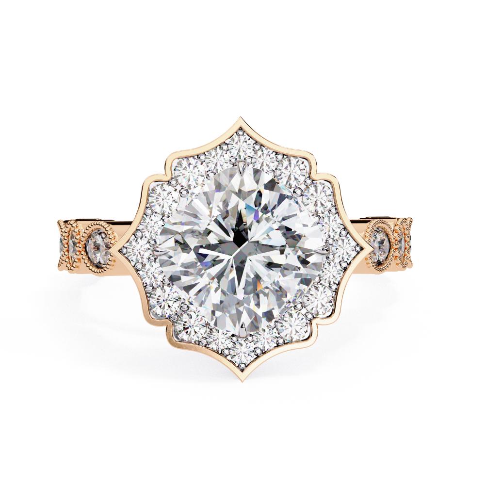 The Parra Cushion Vintage Halo with Milgrain Band Engagement Ring