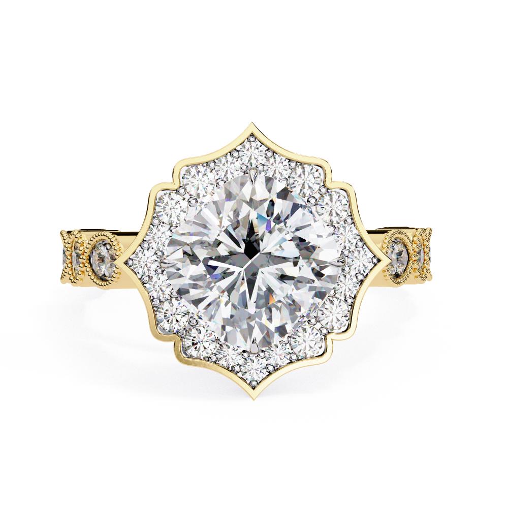 The Parra Cushion Vintage Halo with Milgrain Band Engagement Ring