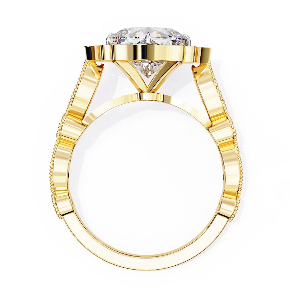 The Parra Cushion Vintage Halo with Milgrain Band Engagement Ring