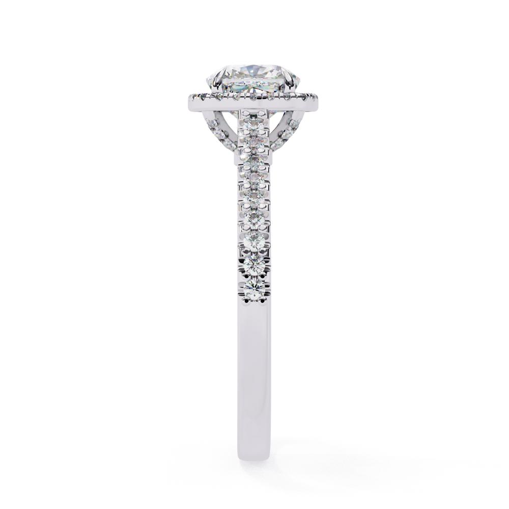 The Kacey Cushion Halo with Cathedral Engagement Ring