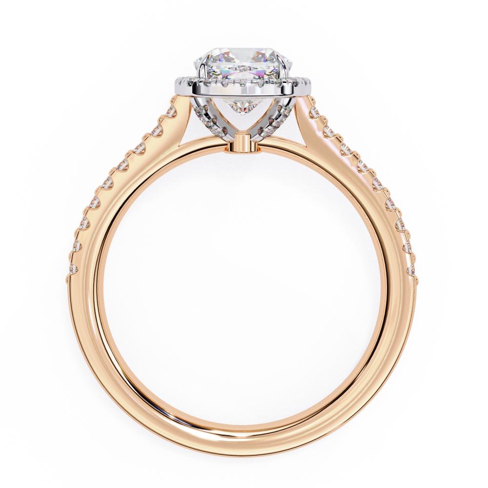 The Kacey Cushion Halo with Cathedral Engagement Ring