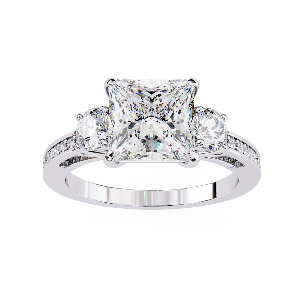 The Stray Princess Three Stone Studded Shank Engagement Ring