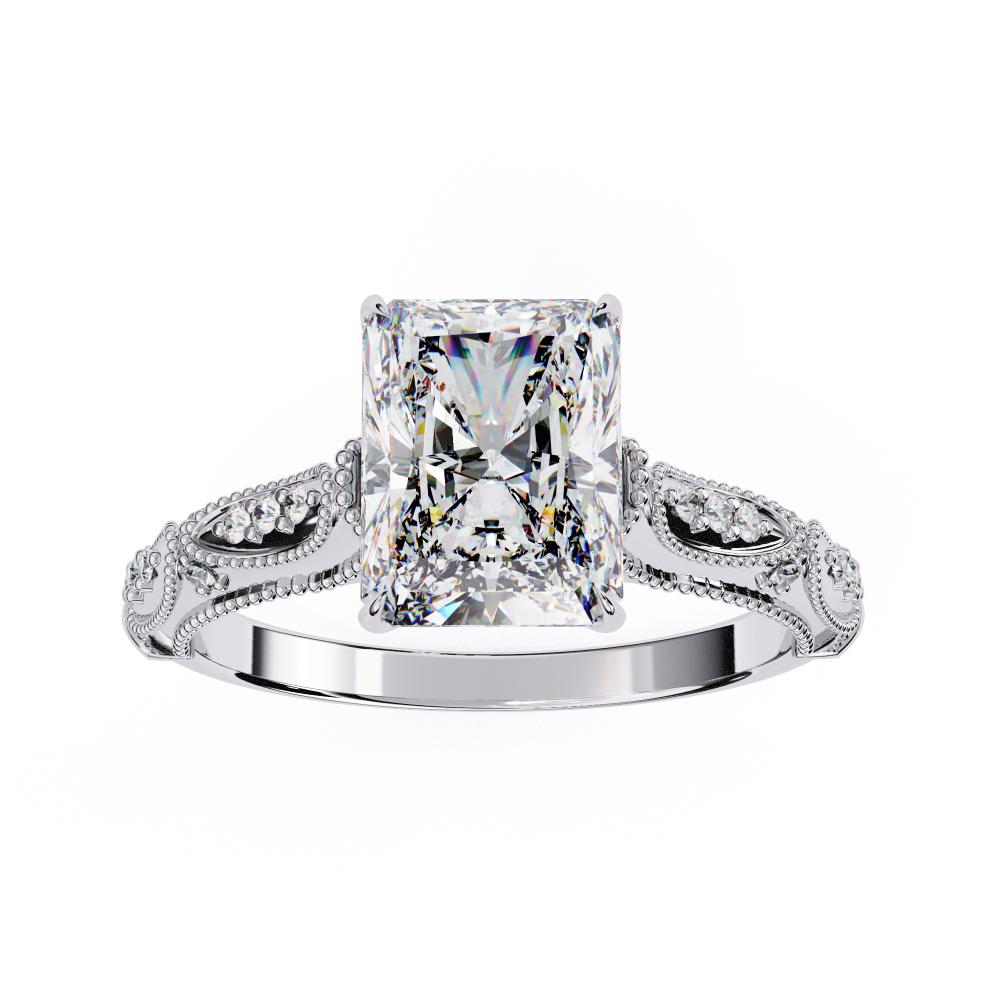 The Deanna Radiant Cathedral with Traditional Milgrain Engagement Ring