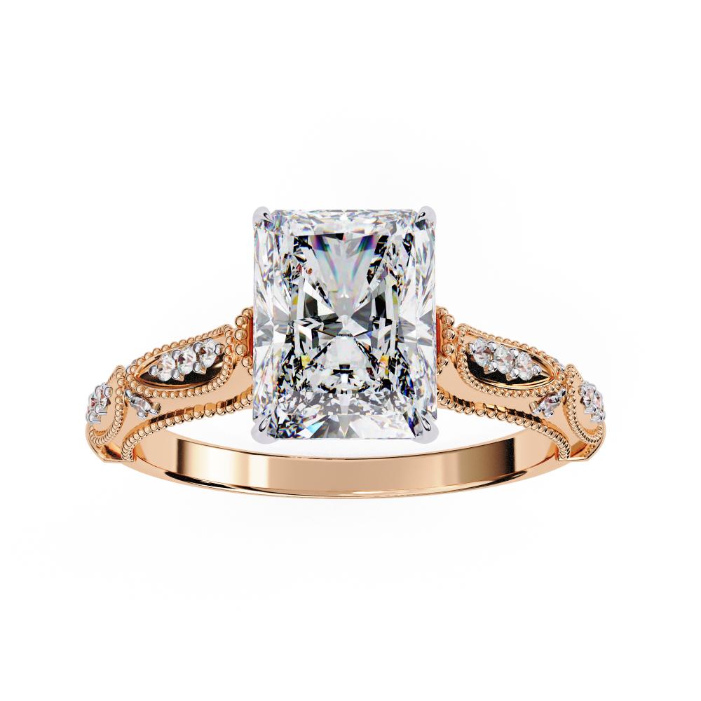 The Deanna Radiant Cathedral with Traditional Milgrain Engagement Ring