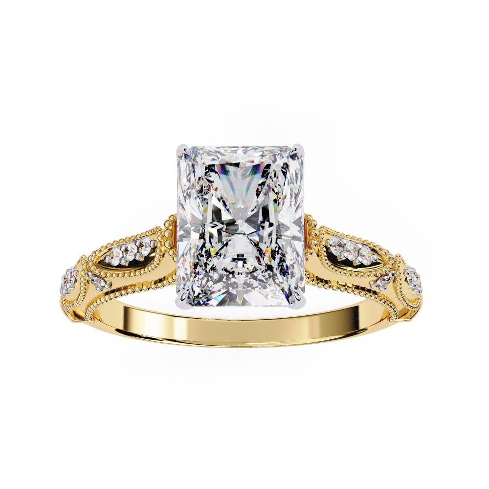 The Deanna Radiant Cathedral with Traditional Milgrain Engagement Ring