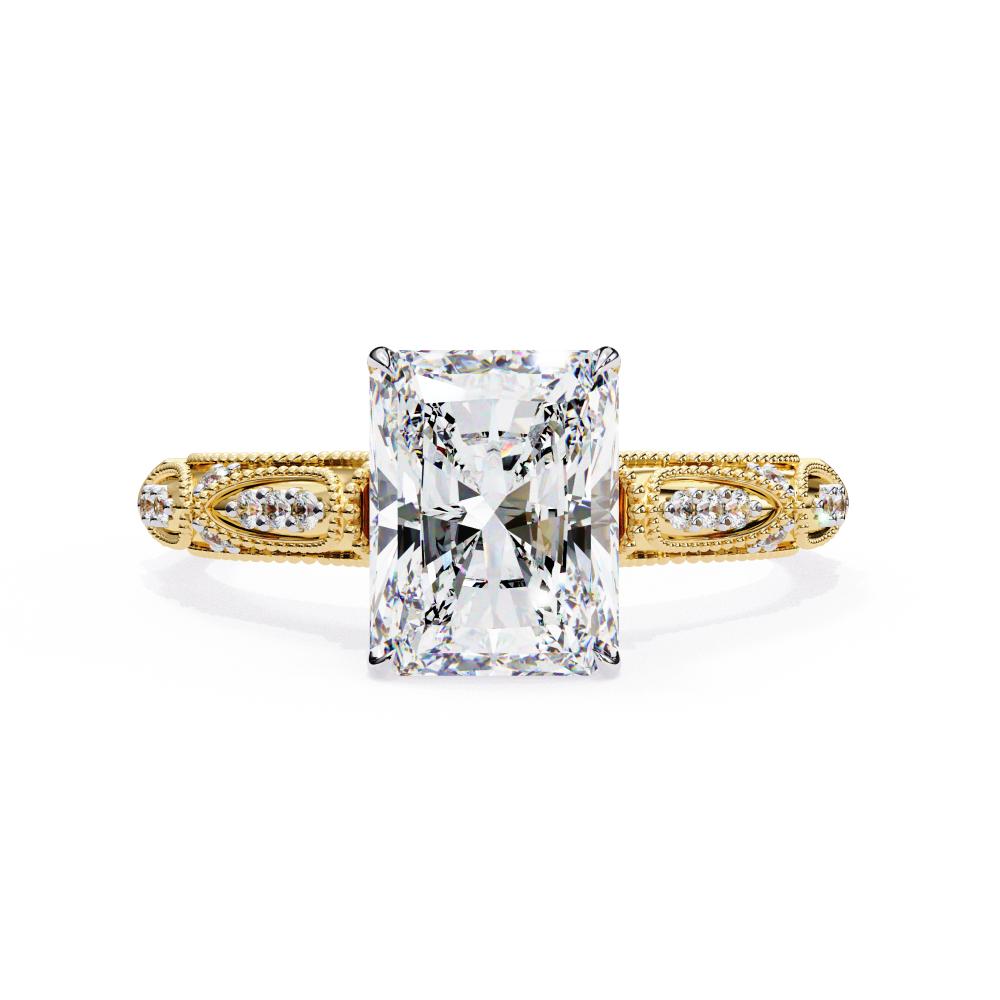 The Deanna Radiant Cathedral with Traditional Milgrain Engagement Ring