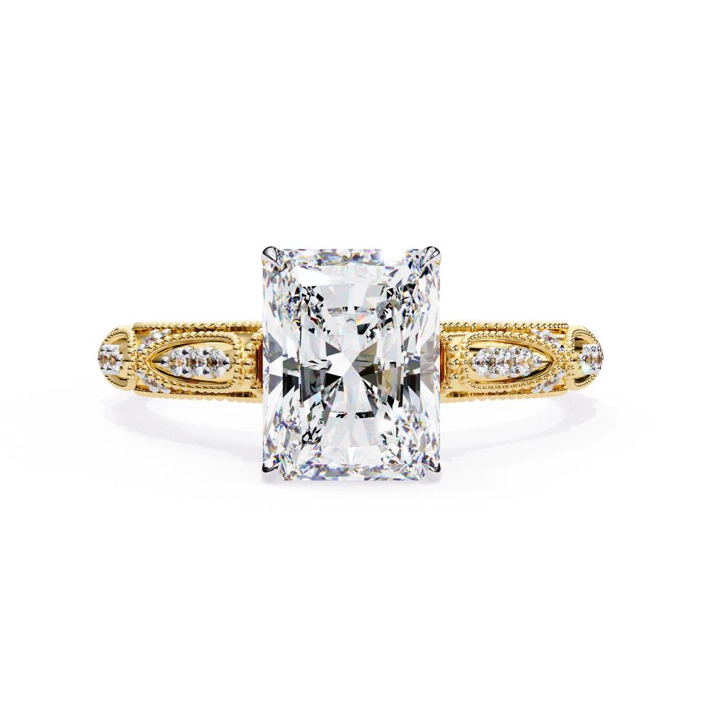 The Deanna Radiant Cathedral with Traditional Milgrain Engagement Ring