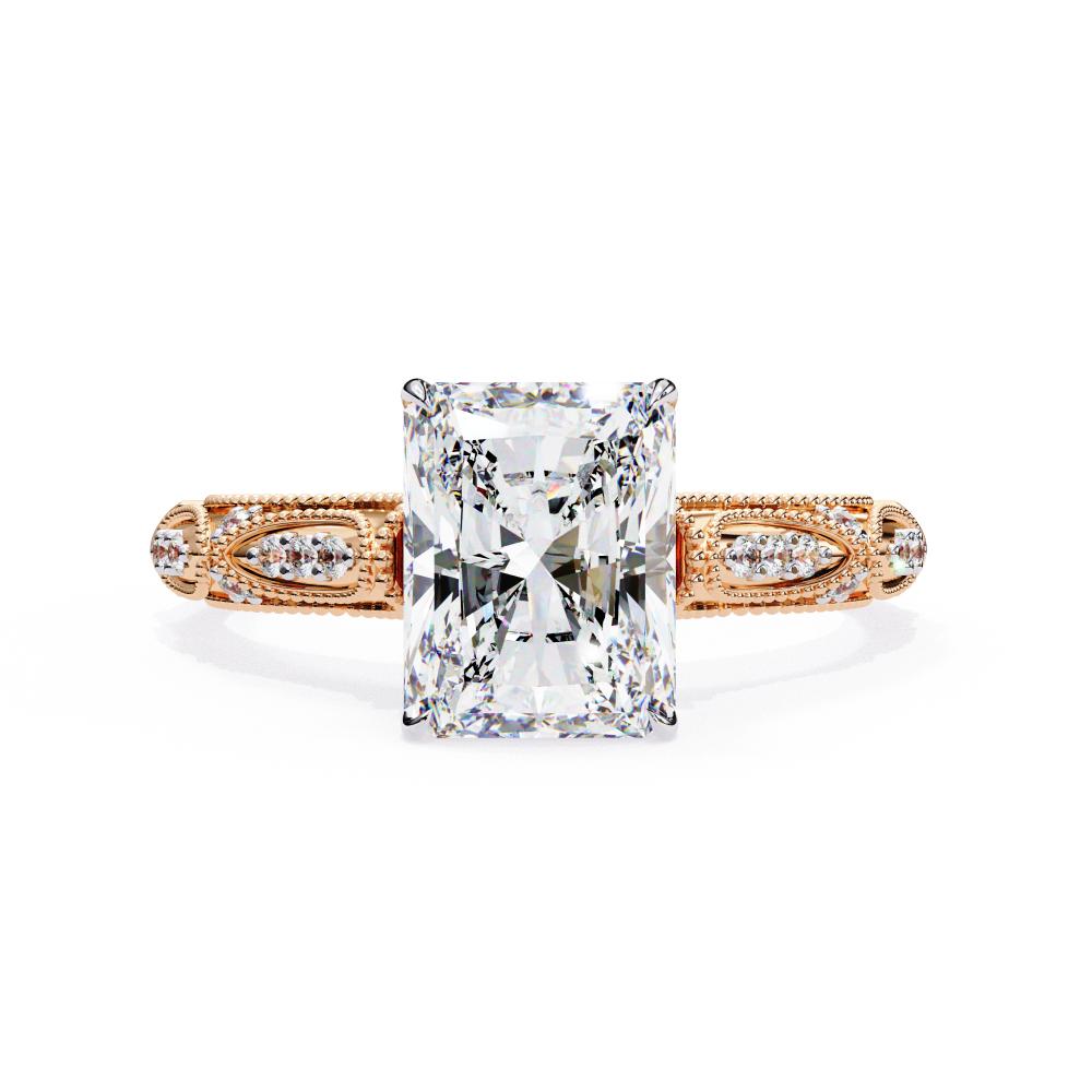The Deanna Radiant Cathedral with Traditional Milgrain Engagement Ring