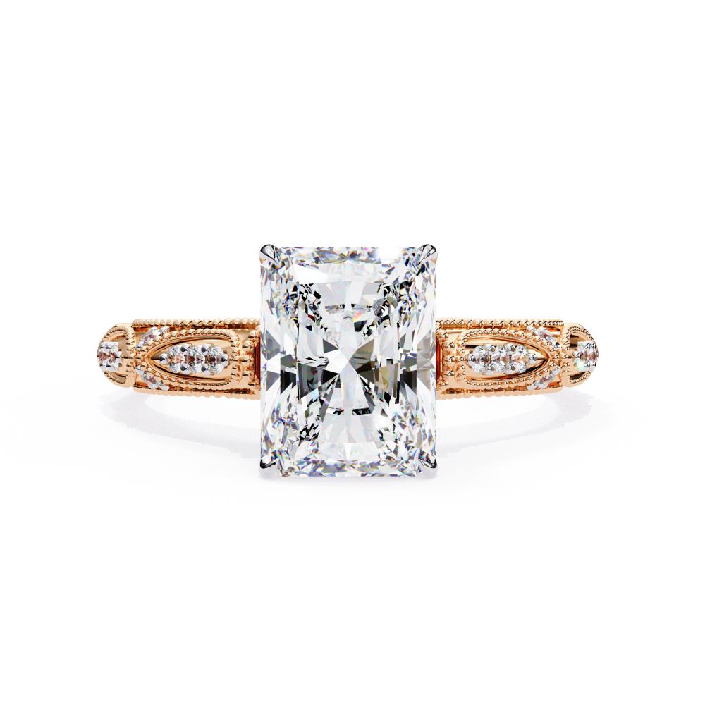 The Deanna Radiant Cathedral with Traditional Milgrain Engagement Ring