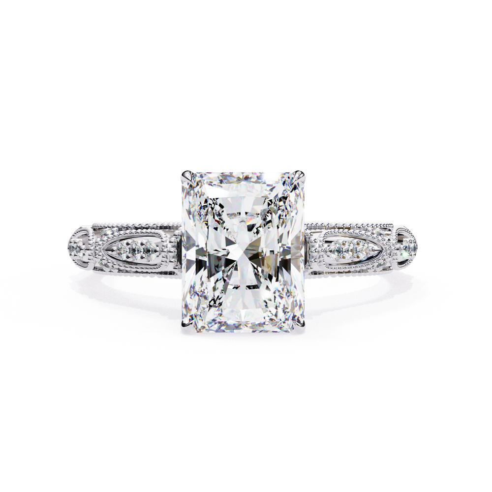 The Deanna Radiant Cathedral with Traditional Milgrain Engagement Ring